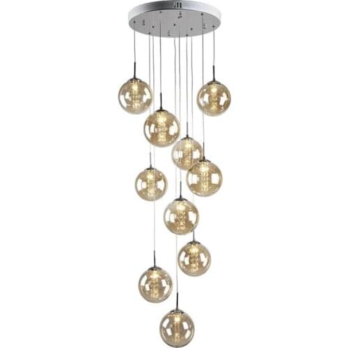 Creative personality LED glass dining room pendant light simple living room lamp staircase hanging lamps glass ball pendant lamp