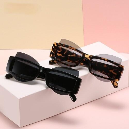 Square Sunglasses Women Vintage Leopard Gray Sunglass for Men 2021 Unique Personality Lens Black Trend 90s Eyewear