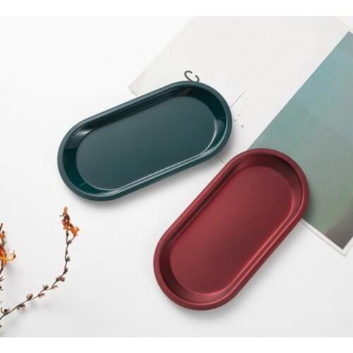 Nordic Minimalist Metal Style Home Storage Tray Stainless Steel Oval Restaurant Drink Coffee Tray