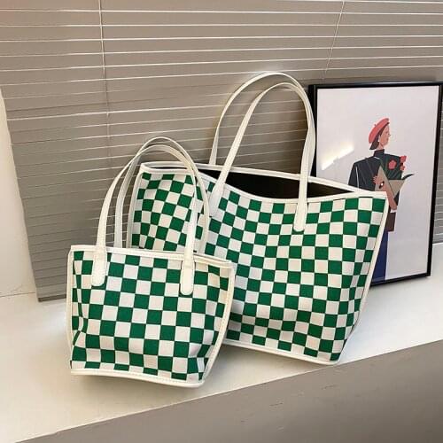 Fashion Shopping Tote Bags For Women Classic Check Design Single Shoulder Bag Women Casual Women Handbag And Purse