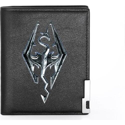 High Quality Leather Men Wallet Personality The Elder Scrolls V Skyrim Classic Credit Card Holder Short Purse