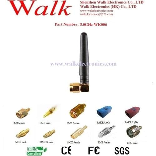 Small size SMA male right angle 5.0GHz rubber antenna short 5.8GHz WiFi rubber Antenna