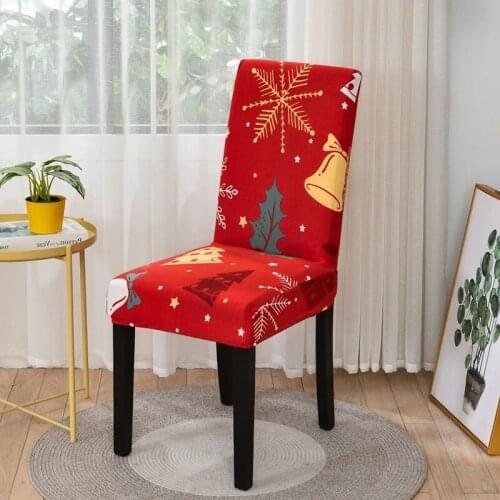 2021 New Christmas Chair Covers Elastic Stretch Universal Size Dining Chair Cover Case for Kitchen Xmas Decoration