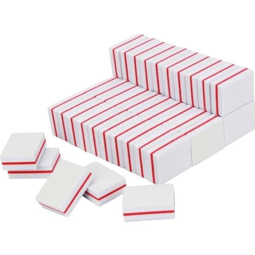 200Pcs/lot nail file Block White Sponge Double-sided Sanding 100/180 Mini Nail Buffer ongle nail files Pedicure Manicure Small