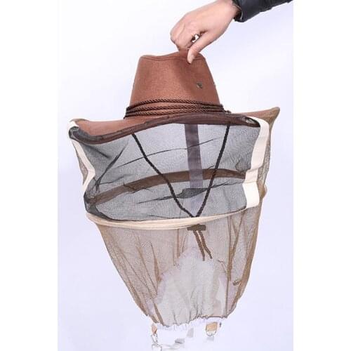 Professional Beekeeping Hat Beekeeper Cowboy Hat Anti Hat Protector Bee Full Wrap Neck Mosquito Face Net Insect Veil S0N8