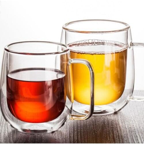 Transparent Double Wall Glass Mug Resistant Whiskey Beer Mug Milk Tea Juice Cup Drinkware Creative Lover Coffee Cups Mug