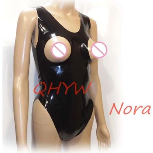 Sexy Latex Swimsuit for woman sexy bodysuit with open chest one slice seamless