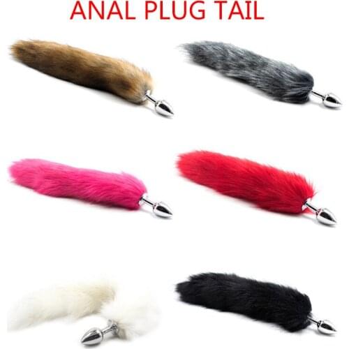 Sexy Wig Wool Fox Tail Back Pull Beads Metal Anal Plug Men And Women Sex Toys Men And Women Sexy Fart Plug Adult Accessories