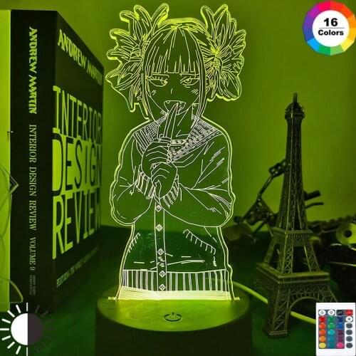 Led Night Light My Hero Academia Toga Himiko Figure Gift Nightlight for Kids Bedroom Decoration Light Bedside Table 3d Lamp USB