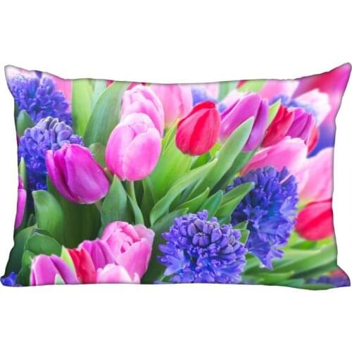 Tulips Flower Pillowcase 45x35cm(One Side)Rectangle Zipper Pillow Case Bright Print Throw Wedding Decorative Pillowcase Cover