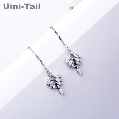 Uini-Tail hot new 925 sterling silver European and American micro-set long tassel earrings fashion trend hypoallergenic ED139