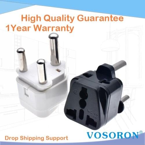 White/Black Portable Universal UK/US/EU/AU Plug to (Large) Big South Africa Plug Adapter Power Socket Travel Converter,1pcs