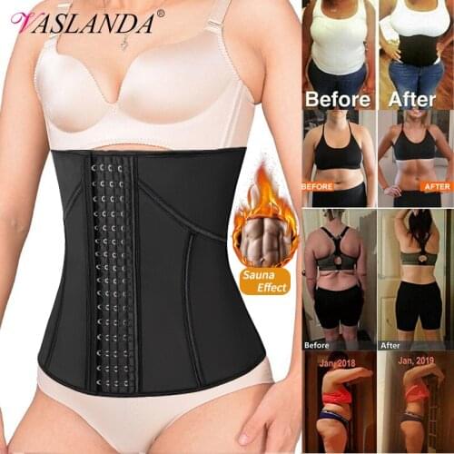 Women Latex Waist Trimmer Belt Abdominal Trainer Corsets Weight Loss Slimming Body Shaper Modeling Straps Workout Sweat Girdle
