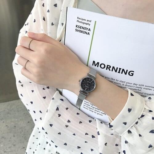 Starry Sky Watches Women Silver Mesh Strap Simple Small Ladies Watch 2019 Ulzzang Fashion Brand Womans Quartz Clock For Female
