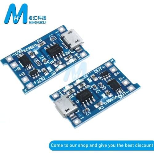 1/5pcs Micro USB 5V 1A 18650 TP4056 Lithium Battery Charger Module Charging Board With Protection Dual Functions 1A Li-ion