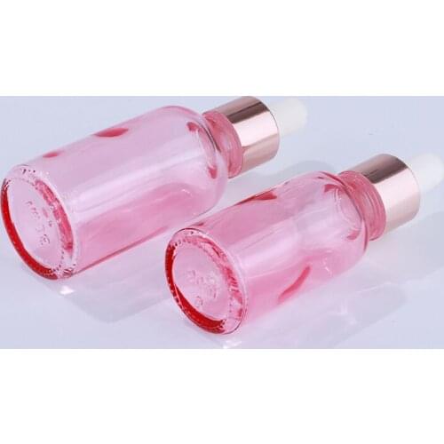 1pcs/lot 5/10/15/20/30/50/100ml Pink Empty Glass Dropper Oil Essential Bottle Refillable Liquid Pipette Bottle Glass Jars Bottle