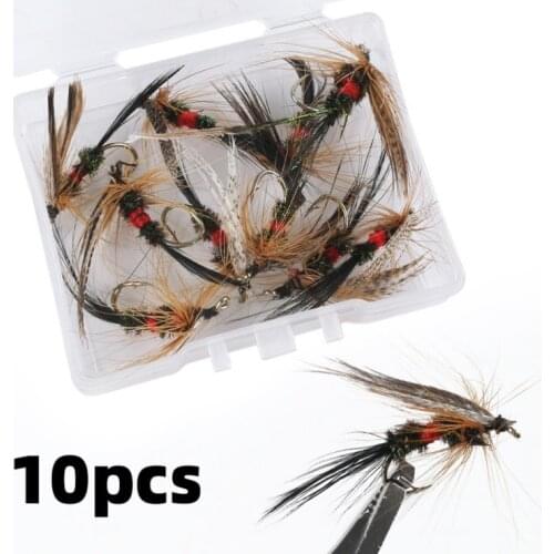 10Pcs Insects Flies Fly Fishing Lures Bait High Carbon Steel Hook Fish Tackle With Super Sharpened Crank Hook