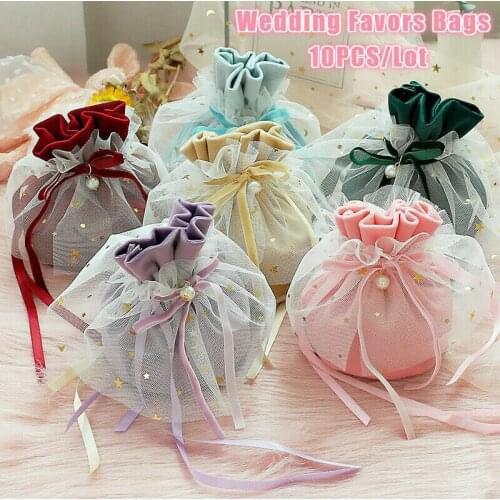 10pcs Chic Small Velvet Gift Bags Drawstring Party Birthday Wedding Favors Jewelry Chocolate Candy Bag Pouch Storage Bags