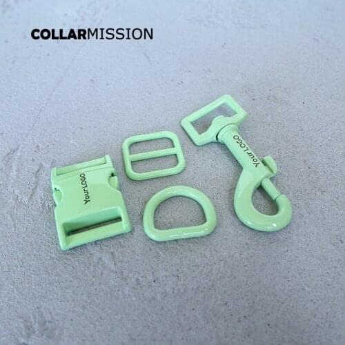 100pcs/lot(metal buckle+adjust buckle+D ring+metal dog clasp)20mm and 25mm We provide engraving service customize LOGO 7 colours