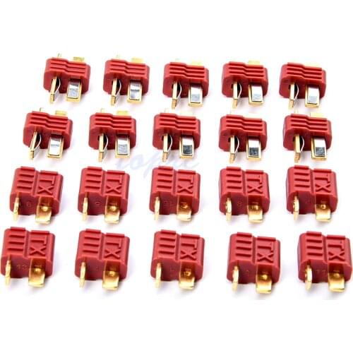 20pcs/10pairs Anti-skidding Deans Plug T Style Connector Female / Male for RC Lipo Battery ESC Rc Helicopter