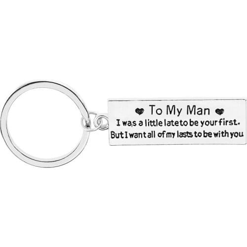36PC To My Man Keyrings Long Square Pendant Keychains Lovers Couples Gifts Man Husband Boyfriend Car Wallet Bag Keyfob Key Rings