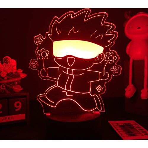 Japanese Anime Jujutsu Kaisen 3D LED Lamp Satoru Gojo Figure Led Night Light for Bedroom Decor Birthday Gift Dropshippng