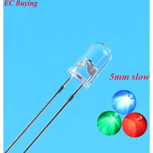 50pcs Clear 5mm RGB Slow Flashing Red Green Blue 3 Colors Multicolor Flicker 5 mm Light Emitting Diode LED Lamps Blinking