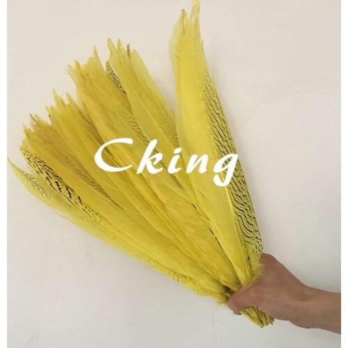 50pcs Yellow color 50-55cm 20-22" Dyed PheasantFeathers Silver pheasant feathers for carnival party costumes cosplay decoration