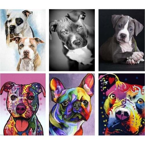 5d Diy Diamond Embroidery Icons Living Room Home Decor Dog Animal Diamond Painting Pitbull Cross Stitch Full Square Drill Mosaic