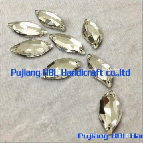 14x30mm 60pcs Crystal Clear Leaf Shape Sewing Rhinestones Wedding Dresses Decorations Flat back Stones