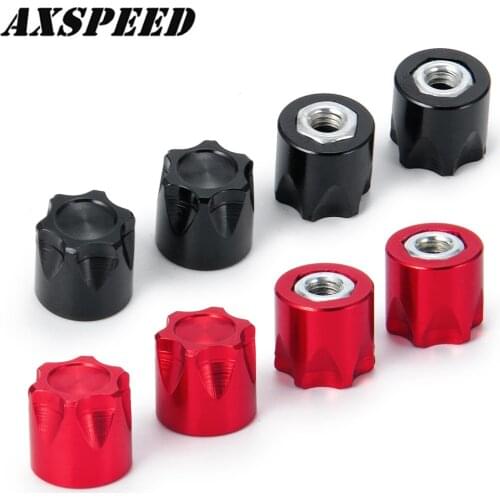 AXSPEED 4PCS RC Car Wheel Rim Center Cap M4 Nut for 1/10 Axial SCX10 Traxxas TRX4 D90 Tamiya RC Crawler Car Upgrade Parts