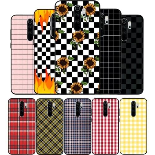 White Yellow Grid art Black TPU Silicone Soft Phone Case For Redmi 4A 4X 7A 5 Plus 6 Pro NOTE 9 7 8 5 Pro 4 6