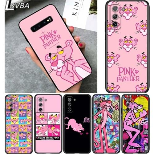 Pink Panther cute for Samsung Galaxy S21 Ultra Plus Note 20 10 9 8 S10 S9 S8 S7 S6 Edge Plus Black Phone Case