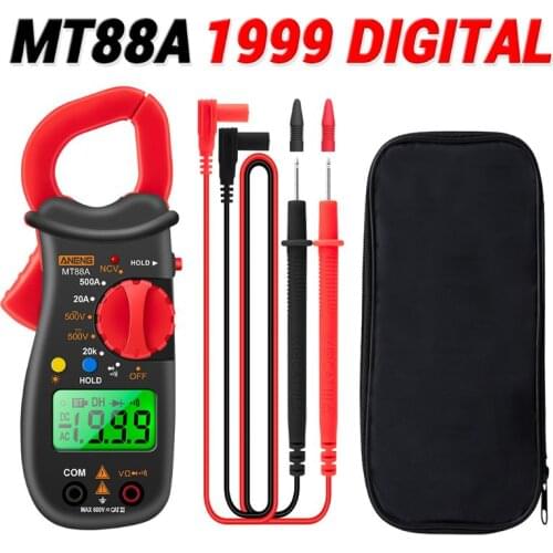 MT88A 1999 Digital Clamp Meter 1999 Counts Multimeter 500A AC Current AC DC Voltage NCV Test with backlight