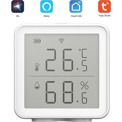 Tuya WIFI Temperature and Humidity Sensor, Indoor Hygrometer Thermometer with LCD Display for Google Home, Alexa
