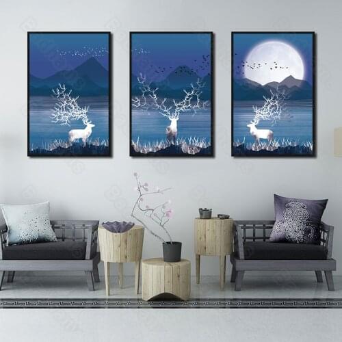 Living Room Decoration Painting Nordic Style Triptych Sofa Background Wall Painting Bedroom Bedside Painting Frameless