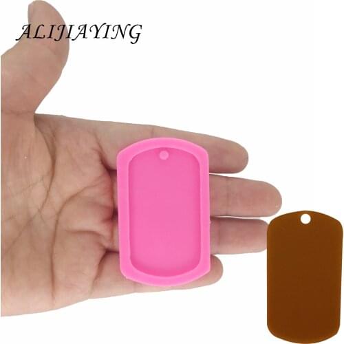 DIY Shiny dog tag shape silicone mold for key chains with hole Pendant resin jewelry epoxy molds 3D crafts tools DY0054