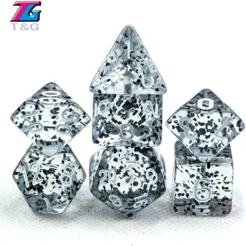 Dnd Rpg TRPG 7pc/lot Colorful Glitter Digital Dice Set D4,6,8,10,10%,12,20 for Board Game,educational Accessories 11 Colors