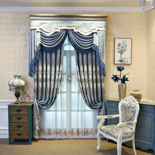 European and American high-quality custom luxury villa elegant living room curtains embroidered curtains kitchen curtains