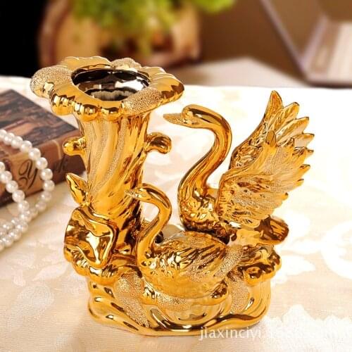 Ceramic swan pen gilt ornaments crafts home decorations living room Wedding Gifts
