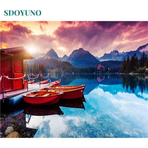 SDOYUNO 60x75cm Paint By Numbers Scenery DIY Oil Painting By Numbers On Canvas Landscape Frameless Digital Hand Painting Decor