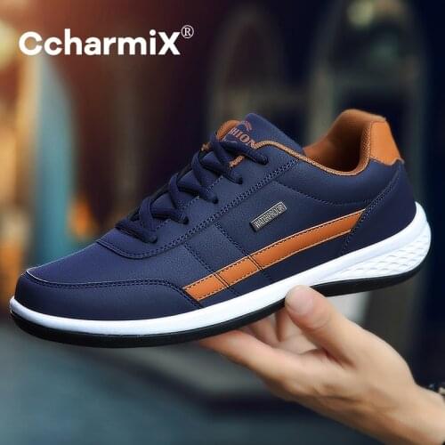 CcharmiX Leather Men Shoes Sneakers Trend Casual Shoe Breathable Leisure Male Sneakers Non-slip Footwear Men Vulcanized Shoes 47