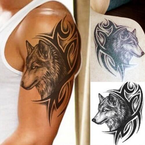 Hot Wolf Temporary Tattoo Sticker Men Women Black Animal Waterproof Tattoo Multi Styles Water Transfer Fake Tattoo Long Lasting