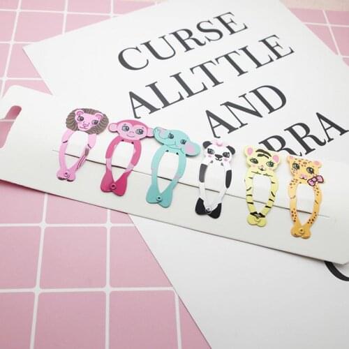 Fashion Children Headwear Set 6Pcs/Set Animals Hairpins Dog Rabbit Leopard Shape Cartoon BB Hair Clips Headdress For Girls