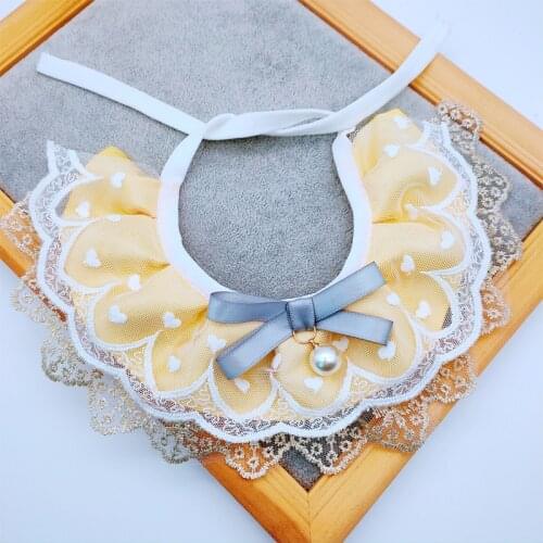 Fashion Pet Cat Bib Adjustable Cat Necklace Scarf Cute style Dog Collars Lace Flower With Bells For small middle Dog Cat