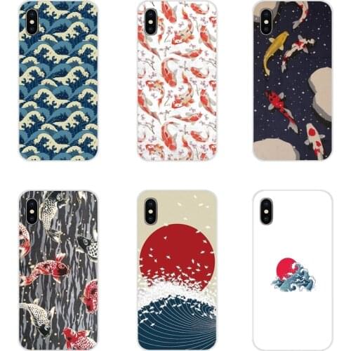 For Xiaomi Mi4 Mi5 Mi5S Mi6 Mi A1 A2 A3 5X 6X 8 CC 9 T Lite SE Pro Soft Transparent Shell Cases Japanese harmony Wave Carp Crane