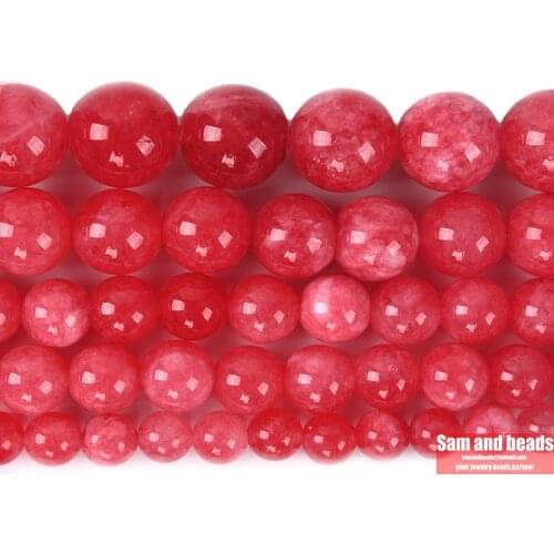 Natural stone Hot Pink Malaysia jades round loose beads For Jewelry Making DIY Bracelet Necklace HPM30