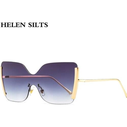 Oversized Rimless Sunglasses Women New Fashion Goggles Square Sunglasses Men Unique One Piece Glasses gafas de sol UV400 H132