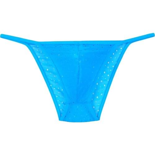 Lace Mesh Holes See-Through Penis Sexy Bikini Gay Men Underwear Briefs Undershorts Pouch Male Underpants Mens Fashion Brief