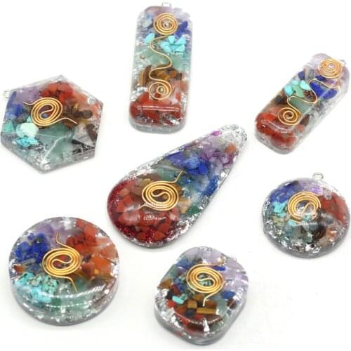 1pcs New Natural Stone Seven Chakras Charm Pendant for Necklace Earring Jewelry Making DIY Women Accessories Gift